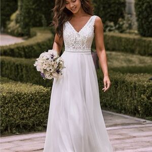 Elegant White Lace Evening Gown